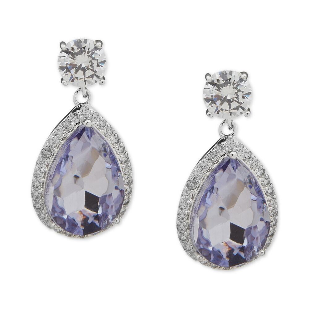 Anne Klein Stone & Crystal Pear Halo Drop Earrings #161